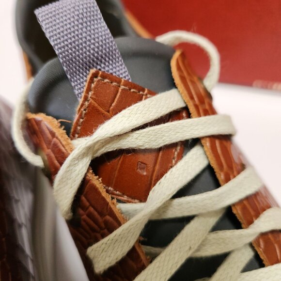 Donald Pliner Prenton BrownEmbossed  Leather Croc Print Sneakers Mens 8 - Picture 10 of 16